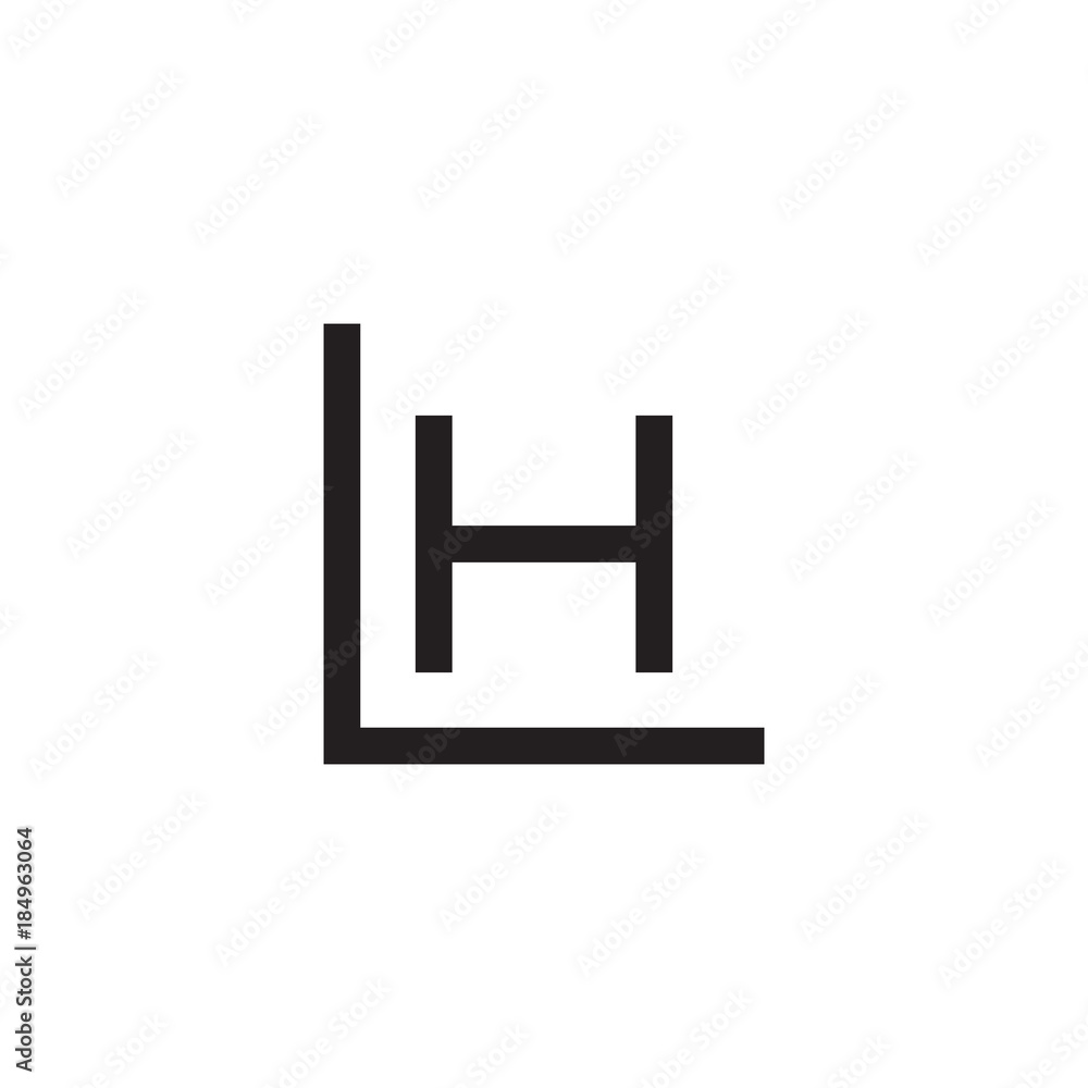 Initial letter L and H, LH, HL, overlapping H inside L, line art logo, black monogram color Initial letter L and H, LH, HL, overlapping H inside L, line art logo, black monogram color