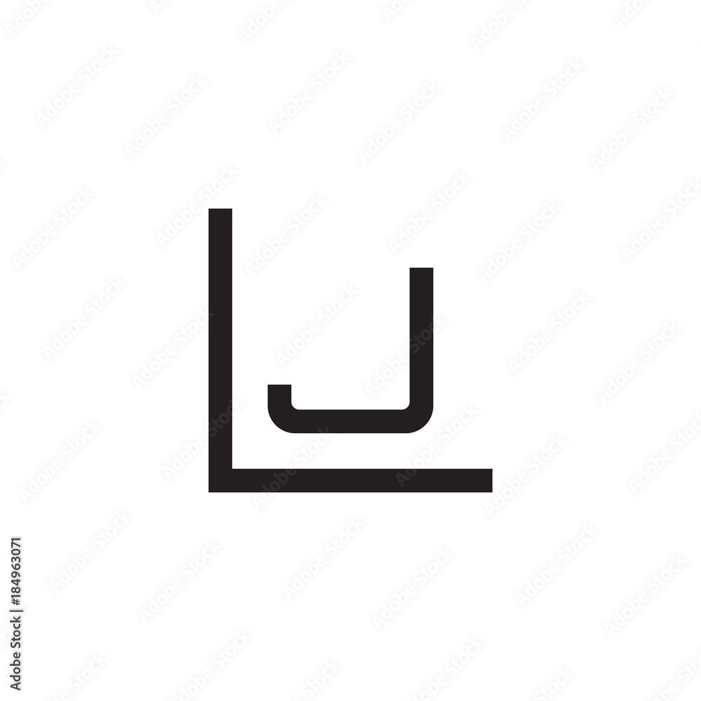 Initial letter L and J, LJ, JL, overlapping J inside L, line art logo, black monogram color Initial letter L and J, LJ, JL, overlapping J inside L, line art logo, black monogram color