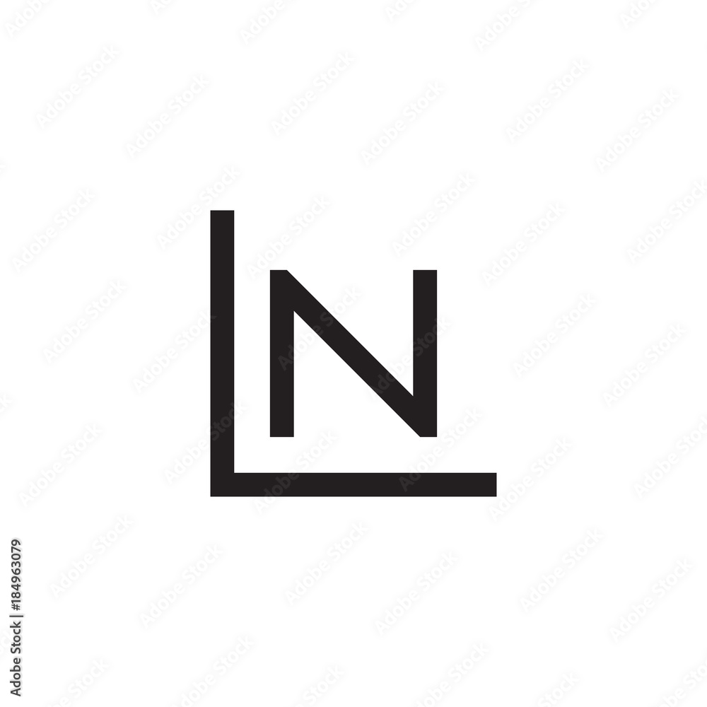 Initial letter L and N, LN, NL, overlapping N inside L, line art logo, black monogram color Initial letter L and N, LN, NL, overlapping N inside L, line art logo, black monogram color