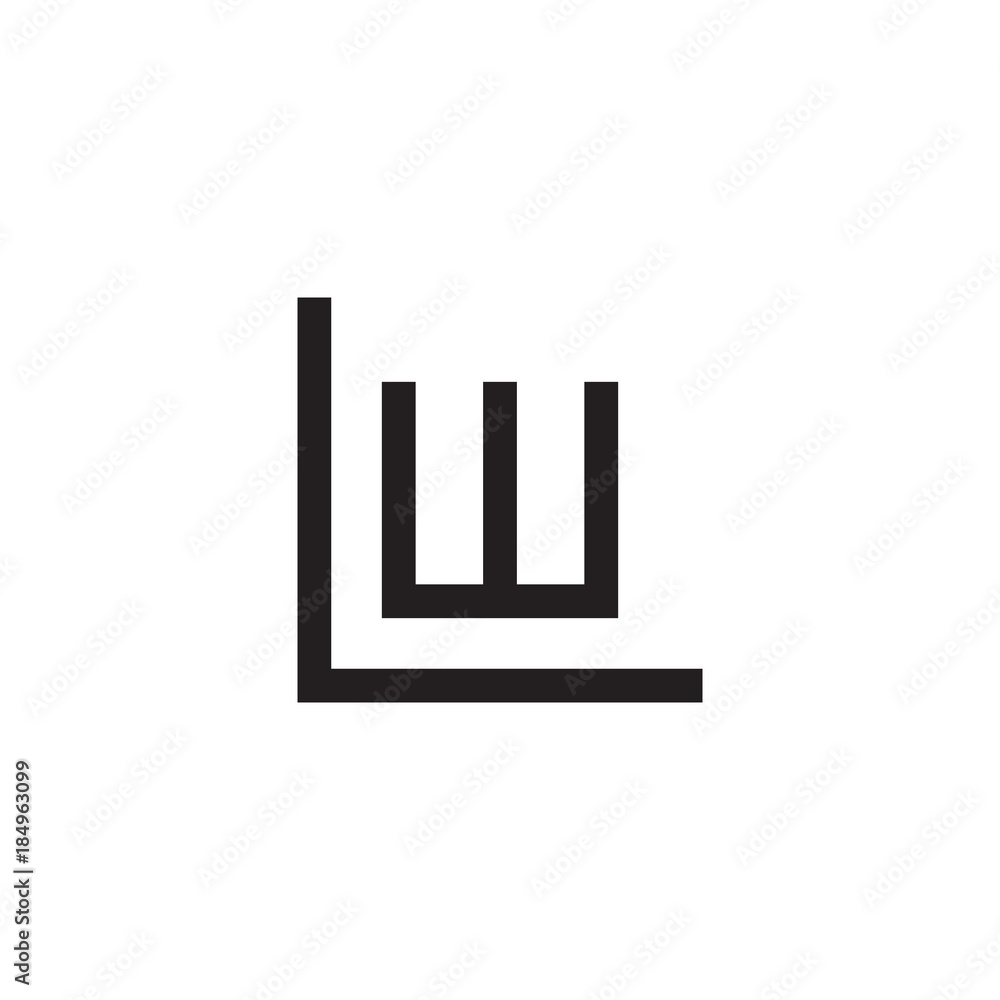 Initial letter L and W, LW, WL, overlapping W inside L, line art logo, black monogram color Initial letter L and W, LW, WL, overlapping W inside L, line art logo, black monogram color