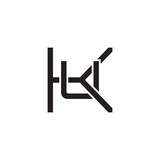 Initial letter K and U, KU, UK, overlapping U inside K, line art logo, black monogram color