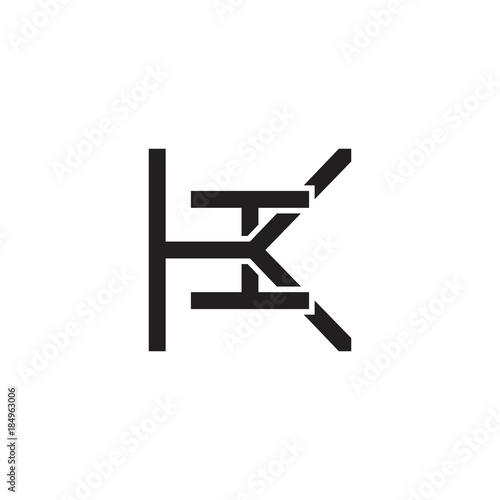 Initial letter K and I  KI  IK  overlapping I inside K  line art logo  black monogram color