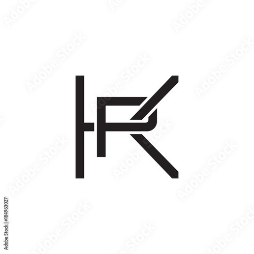 Initial letter K and P  KP  PK  overlapping P inside K  line art logo  black monogram color