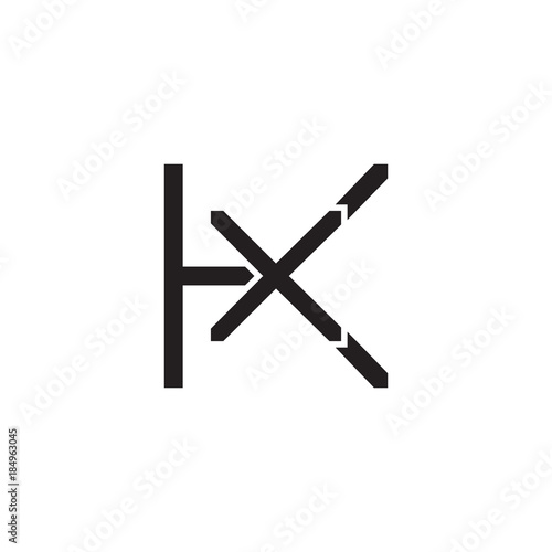 Initial letter K and X, KX, XK, overlapping X inside K, line art logo, black monogram color