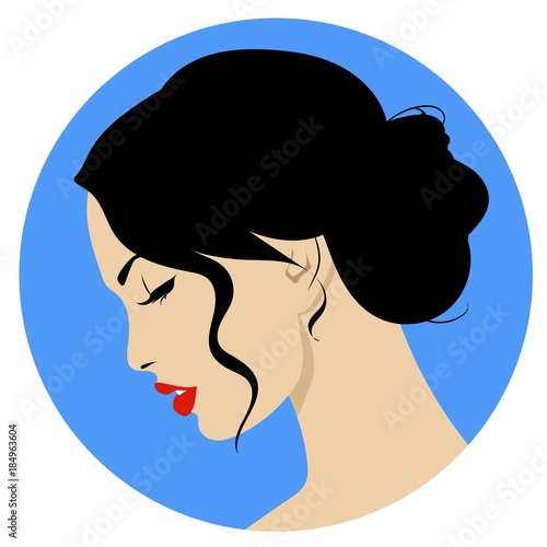 Beautiful woman with retro hairstyle and nice makeup.Beauty vector icon.