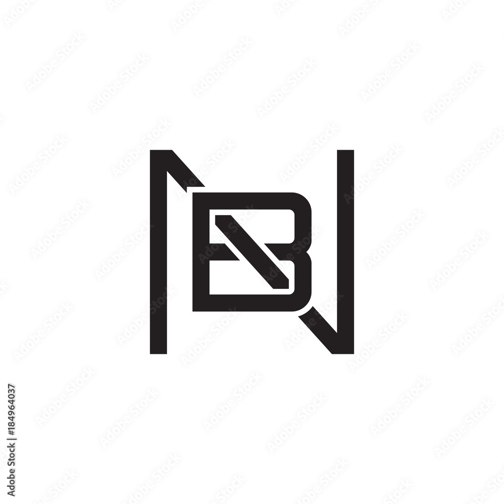 Initial letter N and B , NB, BN, overlapping B inside N, line art logo,  black monogram color Stock Vector | Adobe Stock