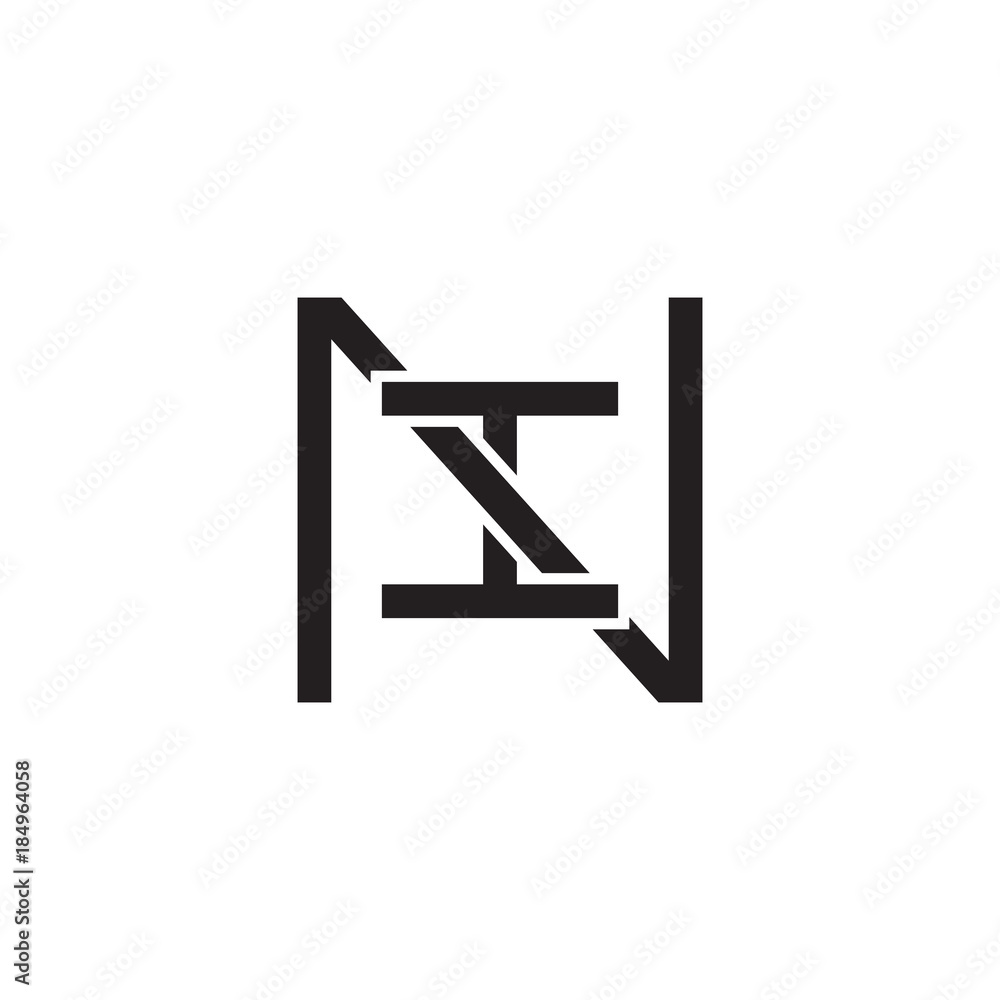 Initial letter N and I, NI, IN, overlapping I inside N, line art logo, black monogram color Initial letter N and I, NI, IN, overlapping I inside N, line art logo, black monogram color
