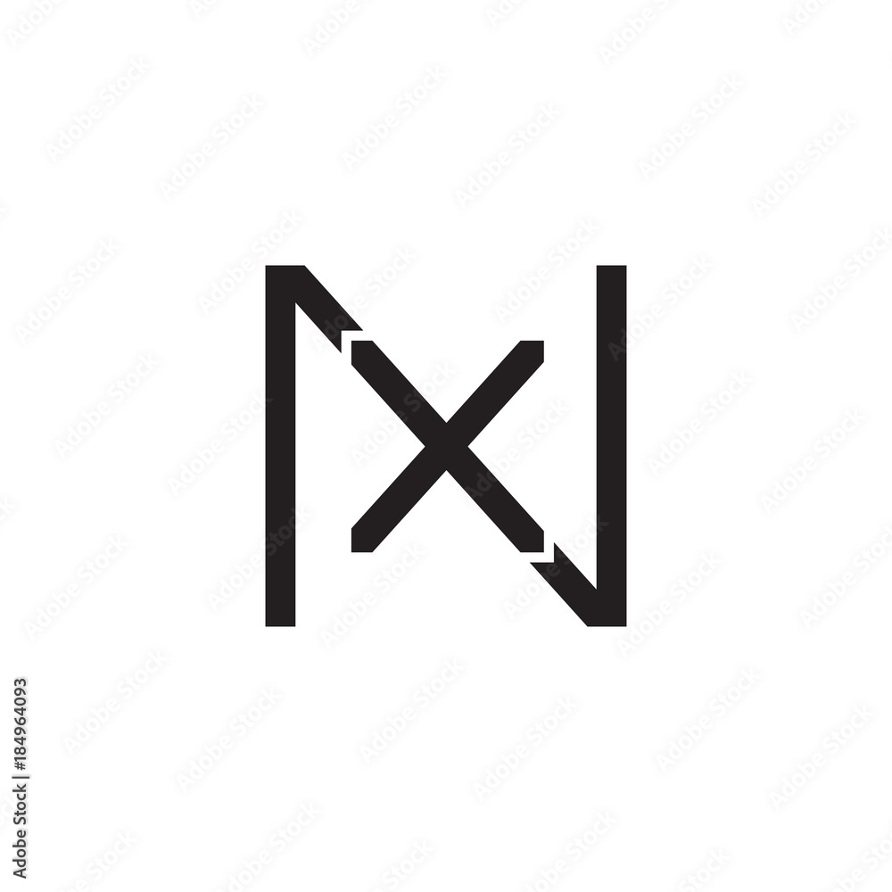 Initial letter N and X, NX, XN, overlapping X inside N, line art logo, black monogram color Initial letter N and X, NX, XN, overlapping X inside N, line art logo, black monogram color