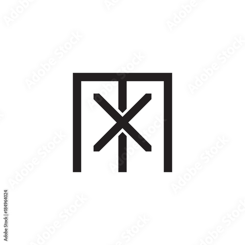 Initial letter M and X, MX, XM, overlapping X inside M, line art logo, black monogram color