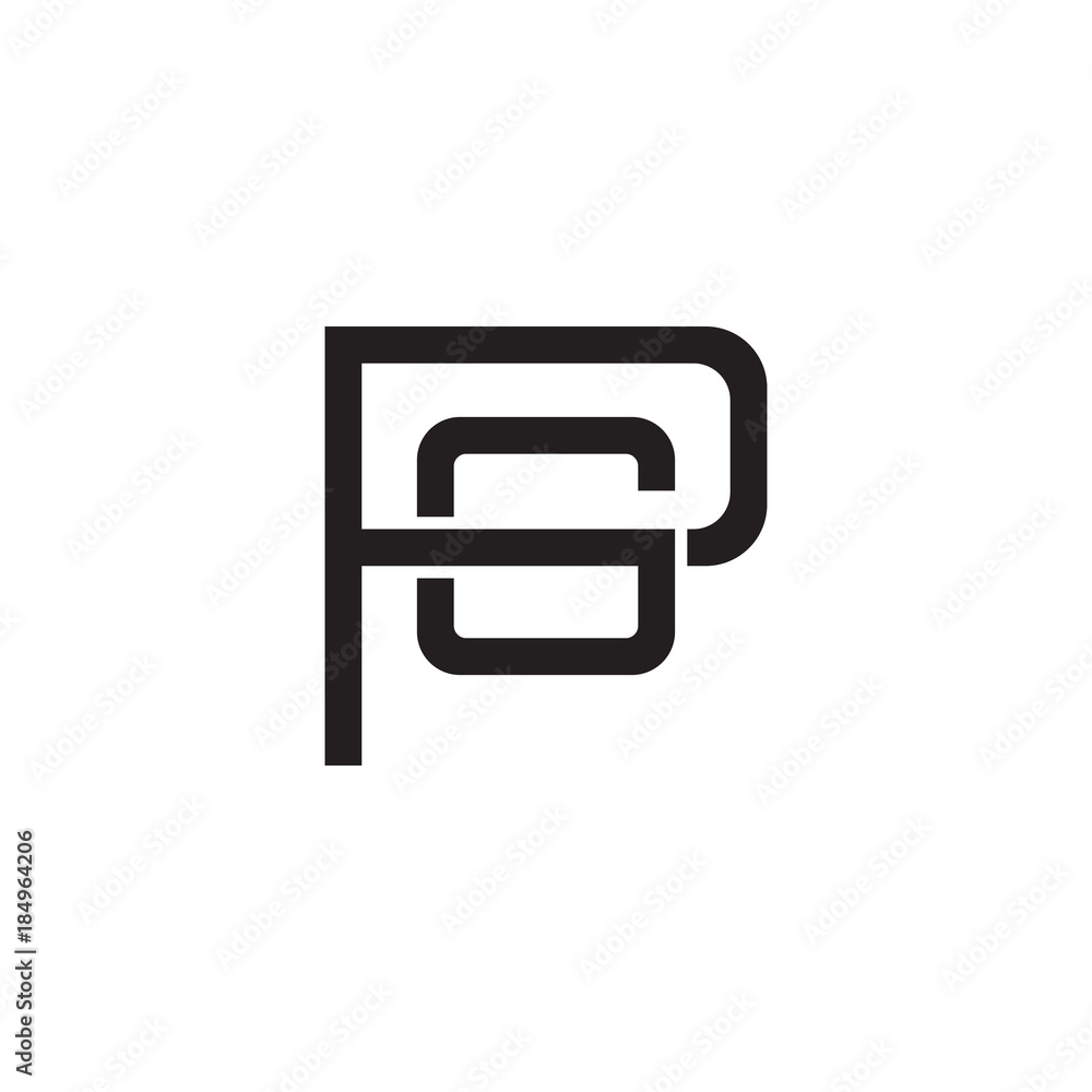 Initial letter P and S, PS, SP, overlapping S inside P, line art logo, black monogram color Initial letter P and S, PS, SP, overlapping S inside P, line art logo, black monogram color