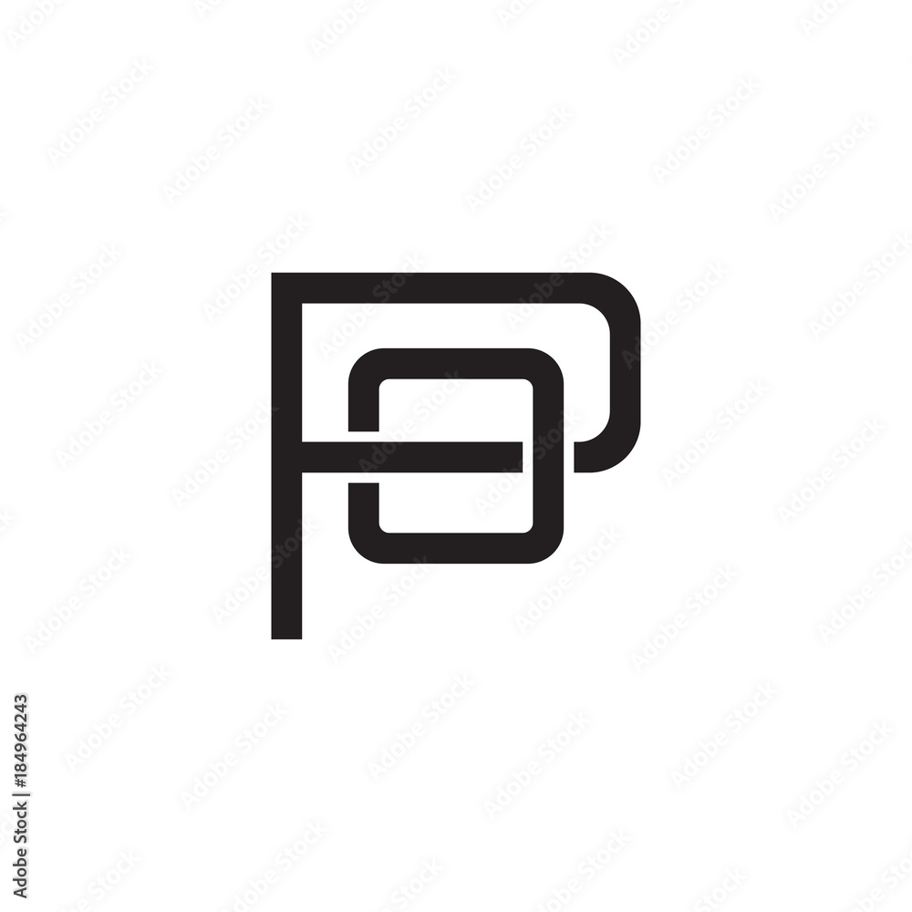 Initial letter P and O, PO, OP, overlapping O inside P, line art logo, black monogram color Initial letter P and O, PO, OP, overlapping O inside P, line art logo, black monogram color