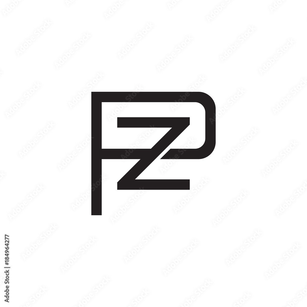 Initial letter P and Z, PZ, ZP, overlapping Z inside P, line art logo, black monogram color Initial letter P and Z, PZ, ZP, overlapping Z inside P, line art logo, black monogram color