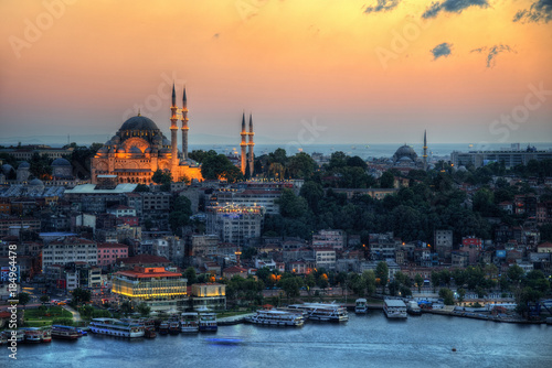 Istanbul Aerial with Blue Mosque and Hagia Sophia