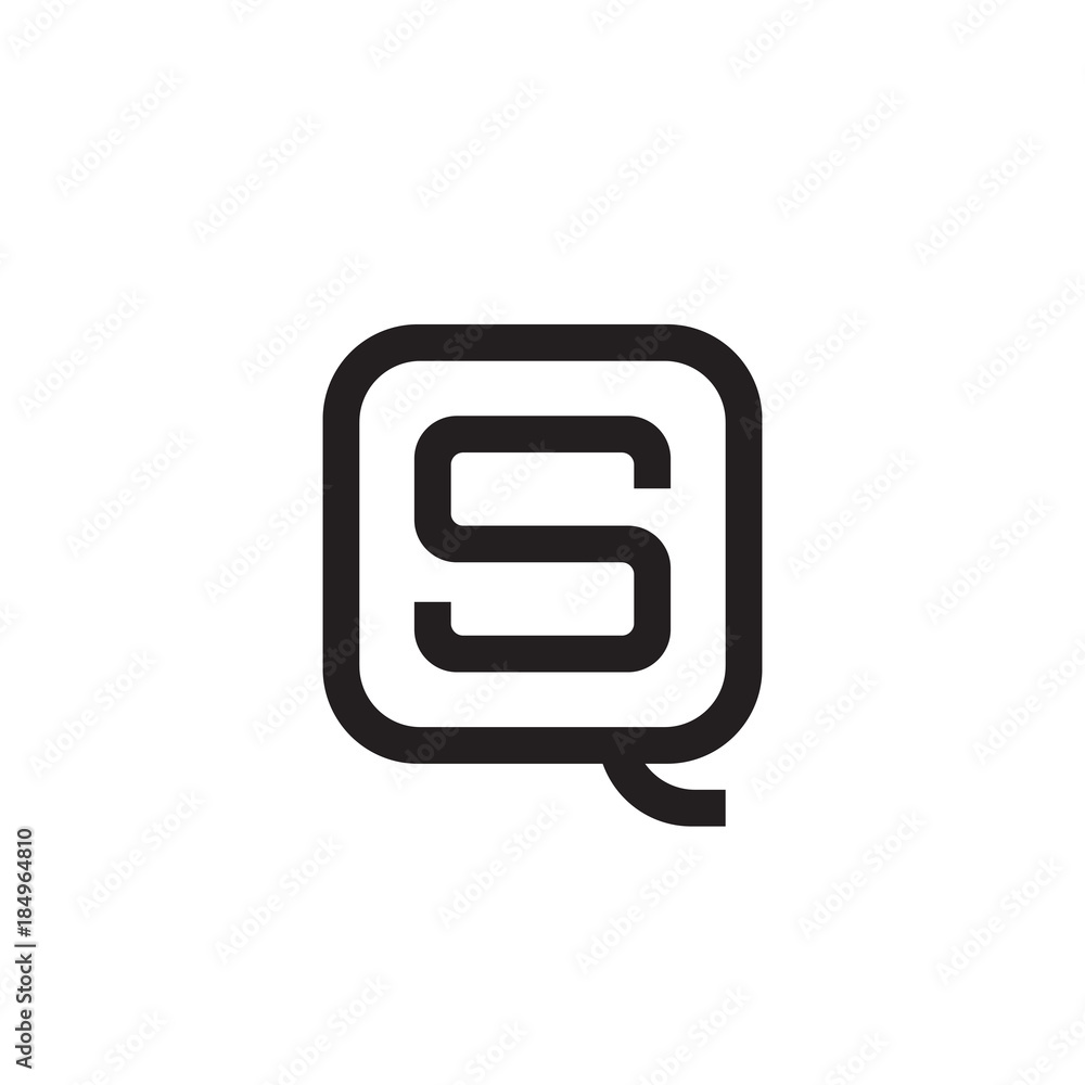 Initial letter Q and S, QS, SQ, overlapping S inside Q, line art logo, black monogram color