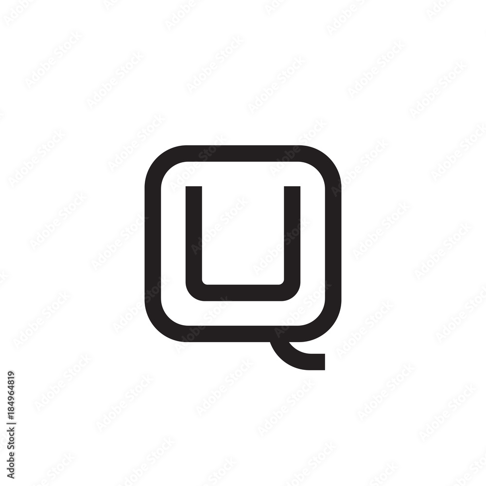 Initial letter Q and U, QU, UQ, overlapping U inside Q, line art logo, black monogram color Initial letter Q and U, QU, UQ, overlapping U inside Q, line art logo, black monogram color