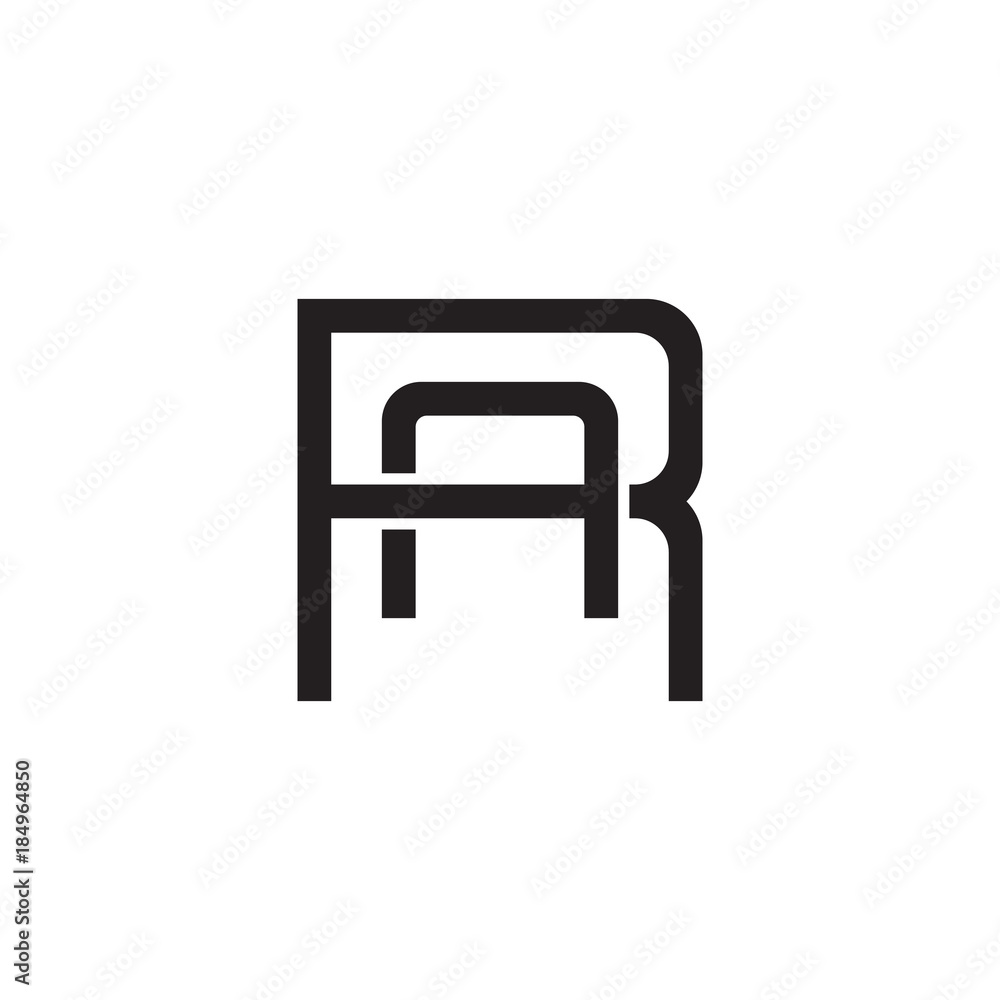 Initial letter R and A, RA, AR, overlapping A inside R, line art logo, black monogram color Initial letter R and A, RA, AR, overlapping A inside R, line art logo, black monogram color