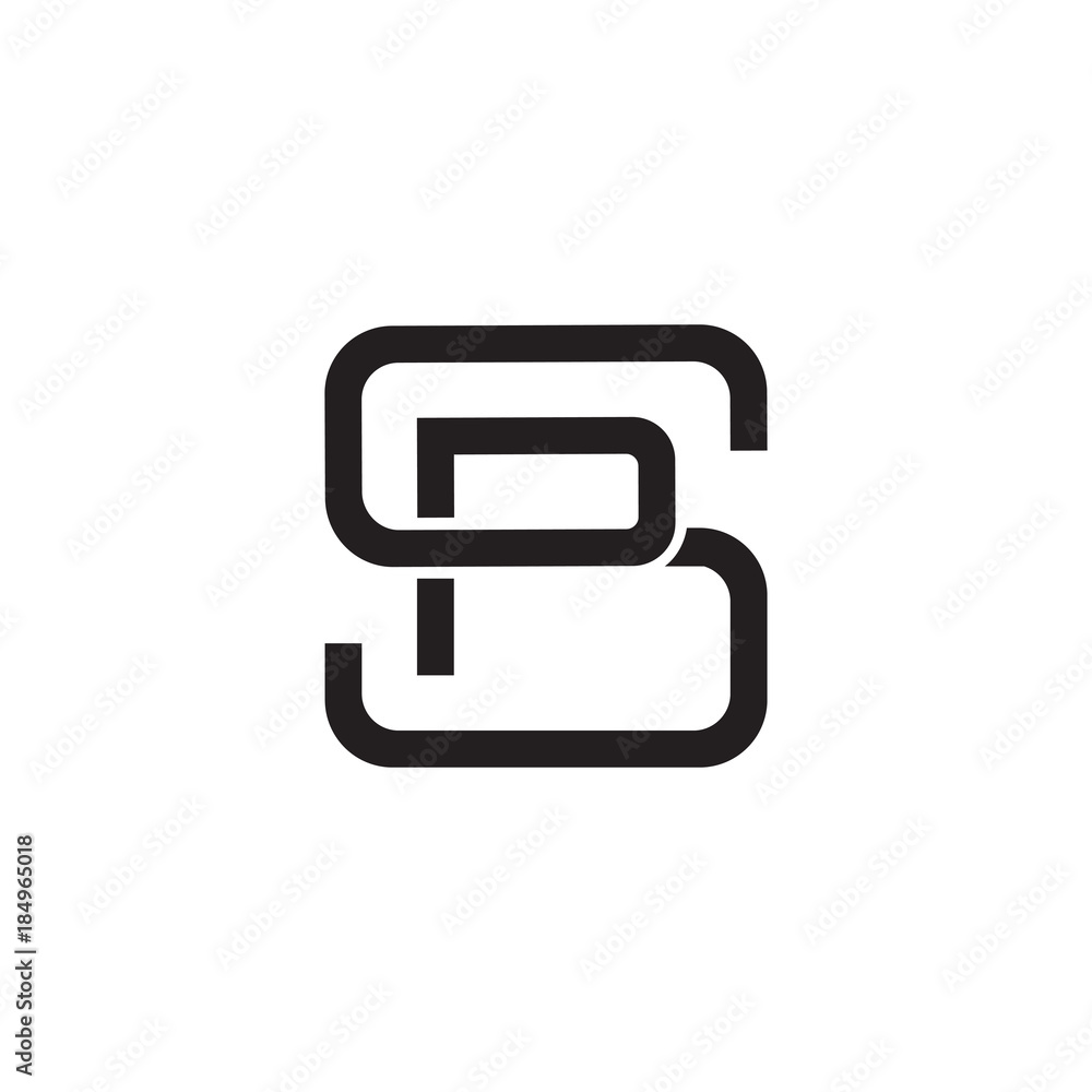 Initial letter S and P, SP, PS, overlapping P inside S, line art logo, black monogram color Initial letter S and P, SP, PS, overlapping P inside S, line art logo, black monogram color
