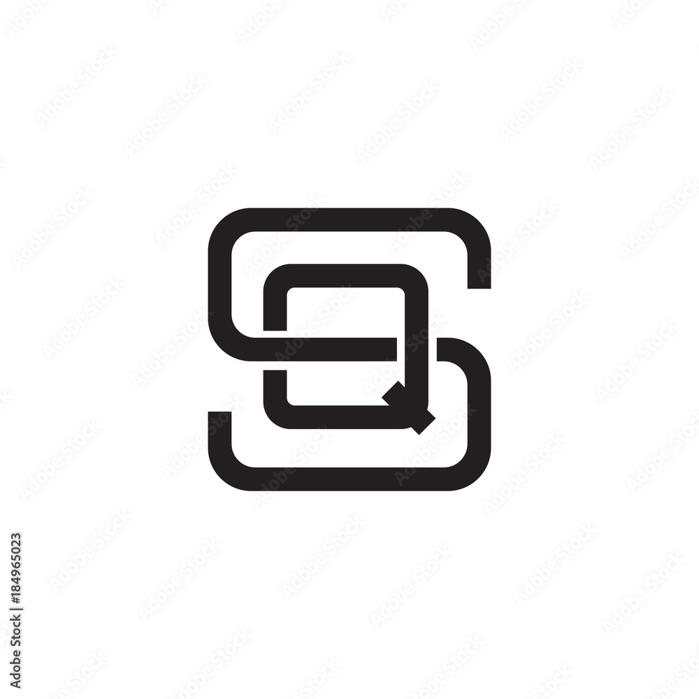 Initial letter S and Q, SQ, QS, overlapping Q inside S, line art logo, black monogram color Initial letter S and Q, SQ, QS, overlapping Q inside S, line art logo, black monogram color