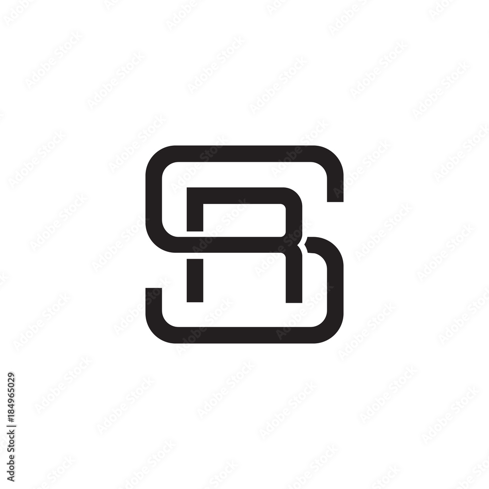 Vetor de Initial letter S and R, SR, RS, overlapping R inside S, line