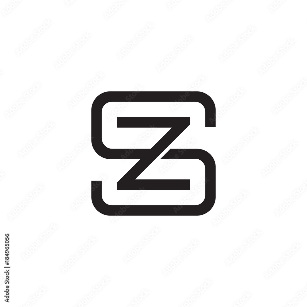 Initial letter S and Z, SZ, ZS, overlapping Z inside S, line art