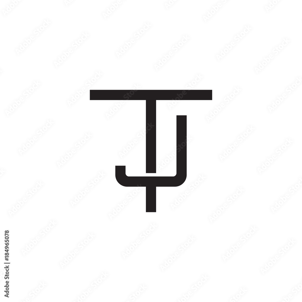Initial letter T and J, TJ, JT, overlapping J inside T, line art logo, black monogram color Initial letter T and J, TJ, JT, overlapping J inside T, line art logo, black monogram color