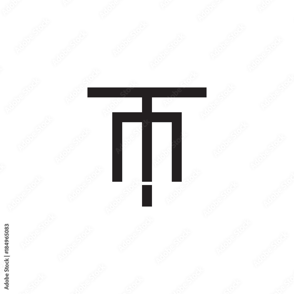 Initial letter T and M, TM, MT, overlapping M inside T, line art logo, black monogram color Initial letter T and M, TM, MT, overlapping M inside T, line art logo, black monogram color