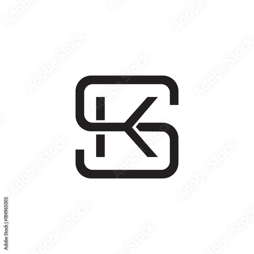 Initial letter S and K, SK, KS, overlapping K inside S, line art logo, black monogram color