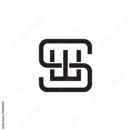 Photos Initial letter S and W, SW, WS, overlapping W inside S, line art logo, black mon