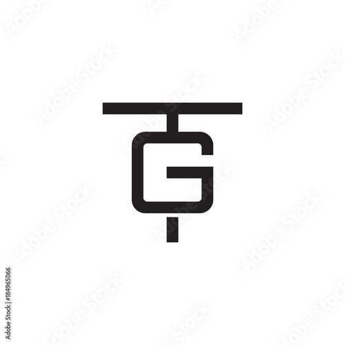 Initial letter T and G, TG, GT, overlapping G inside T, line art logo, black monogram color
