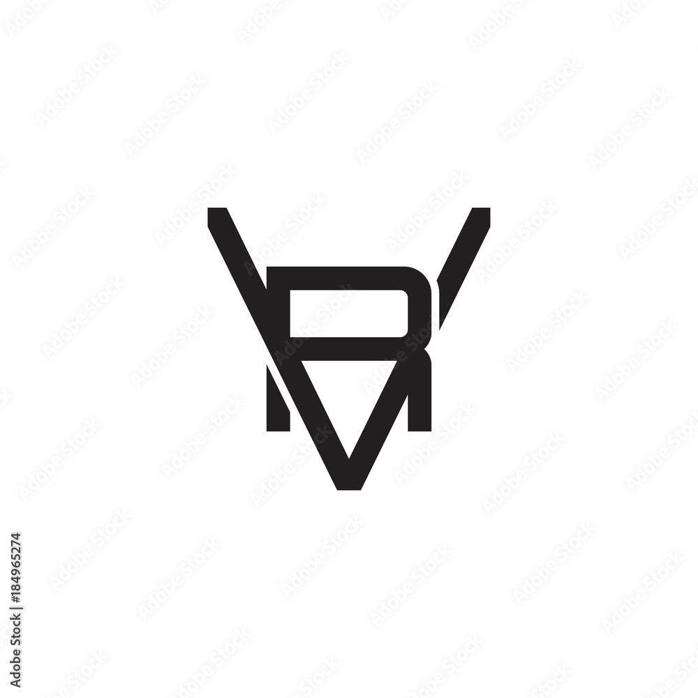 Initial letter V and R, VR, RV, overlapping R inside V, line art logo, black monogram color Initial letter V and R, VR, RV, overlapping R inside V, line art logo, black monogram color