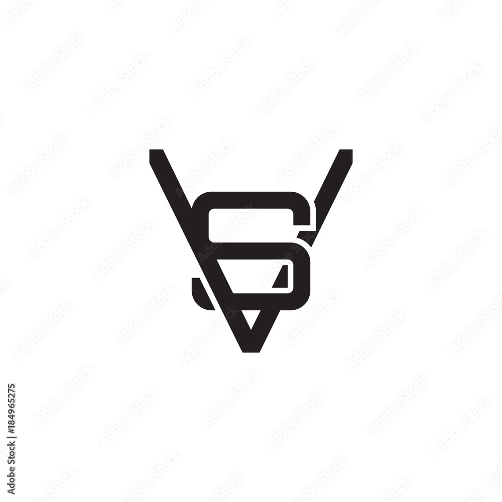 Initial letter V and S, VS, SV, overlapping S inside V, line art logo, black monogram color Initial letter V and S, VS, SV, overlapping S inside V, line art logo, black monogram color