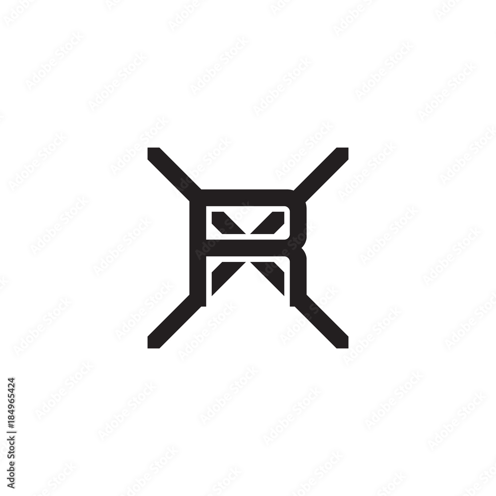 Initial letter X and R, XR, RX, overlapping R inside X , line art logo, black monogram color Initial letter X and R, XR, RX, overlapping R inside X , line art logo, black monogram color