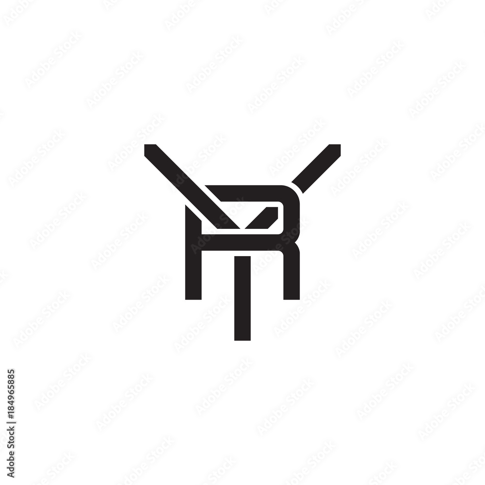 Initial letter Y and R, YR, RY, overlapping R inside Y, line art logo, black monogram color Initial letter Y and R, YR, RY, overlapping R inside Y, line art logo, black monogram color