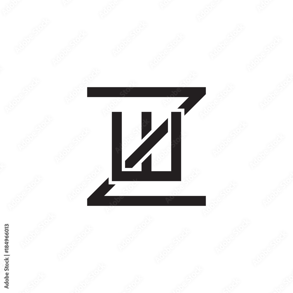 Initial letter Z and W, ZW, WZ, overlapping W inside Z, line art logo, black monogram color Initial letter Z and W, ZW, WZ, overlapping W inside Z, line art logo, black monogram color