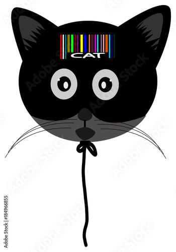 Black cat balloon and bar code vector