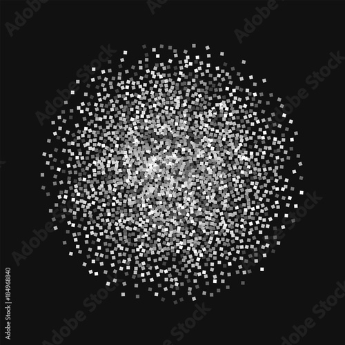 Silver glitter. Sphere with silver glitter on black background. Unusual Vector illustration.