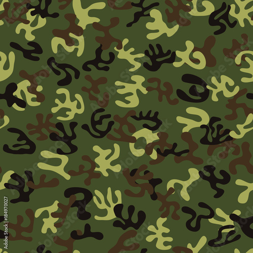 Seamless woodland style military camouflage pattern for land disguise - Eps10 vector graphics and illustration