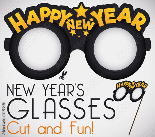 Design with Funny Cut it for New Year's Glasses, Vector Illustration