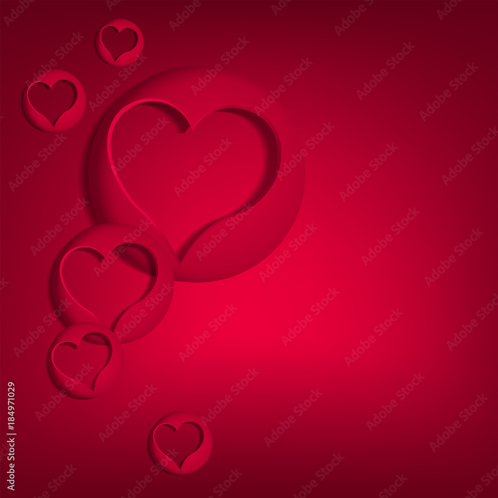 red design with a set of hearts carved from a circle