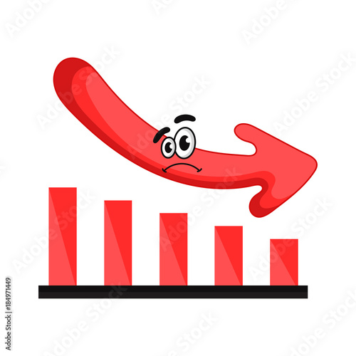 cartoon financial losses graph vector illustration