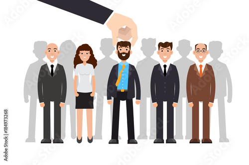 Employer of choice. Business recruitment process, employees group management. Vector illustration.