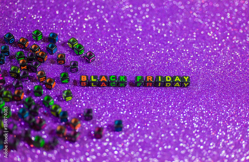 Black Friday, with bokeh background, purple tone. photo