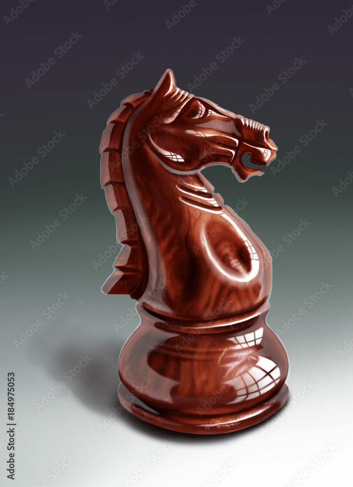 The figure is carved, made of mahogany in varnished, chess The figure is carved, made of mahogany in varnished, chess