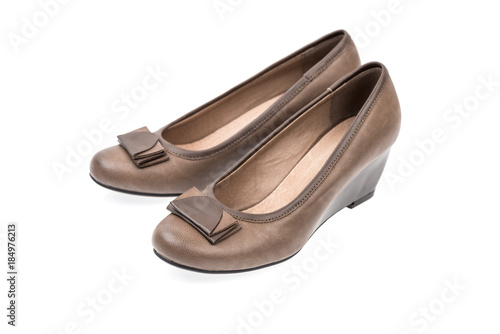 Pair of brown women's shoes.