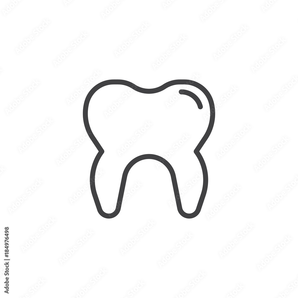 Tooth line icon, outline vector sign, linear style pictogram isolated on white. Dental care symbol, logo illustration. Editable stroke Tooth line icon, outline vector sign, linear style pictogram isolated on white. Dental care symbol, logo illustration. Editable stroke