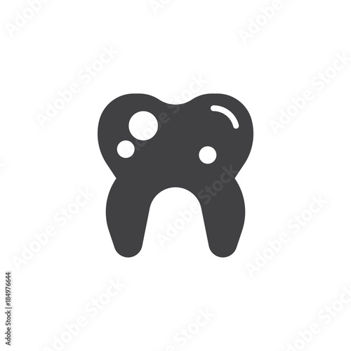 Tooth with caries icon vector, filled flat sign, solid pictogram isolated on white. Damage tooth symbol, logo illustration.