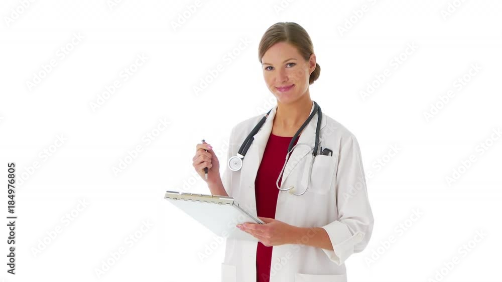 Portrait of female doctor with clipboard Portrait of female doctor with clipboard