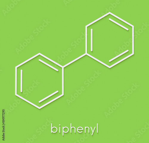 Lemonene (biphenyl, diphenyl) preservative molecule. Skeletal formula. photo