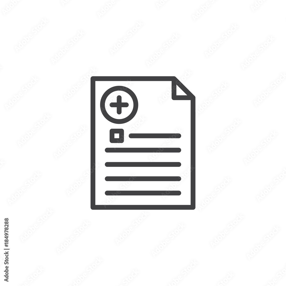 Clipboard with medical cross line icon, outline vector sign, linear style pictogram isolated on white. Medical report symbol, logo illustration. Editable stroke Clipboard with medical cross line icon, outline vector sign, linear style pictogram isolated on white. Medical report symbol, logo illustration. Editable stroke