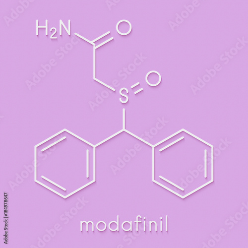 Modafinil wakefulness promoting drug. Used to treat narcolepsy and illicitly as a doping agent. Skeletal formula. photo